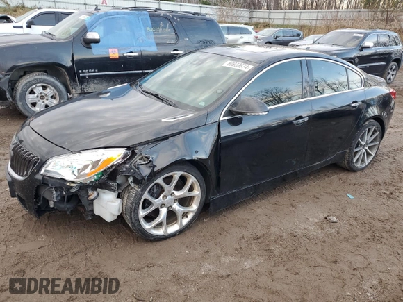 2014 Buick Regal GS with VIN 2G4GU5GX9E9221804, listed as a Copart auction lot 80933674 with 89,666 mi miles and Salvage Title. Bid and sale history available at DreamBid. Image 1.