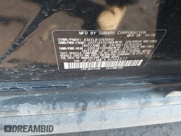 2018 Subaru Crosstrek Limited с VIN JF2GTAMCXJH284872, выставлен на аукционе IAAI как лот 41759710 с пробегом 104 444 миль миль и . История ставок и продаж доступна на DreamBid. Изображение 9.