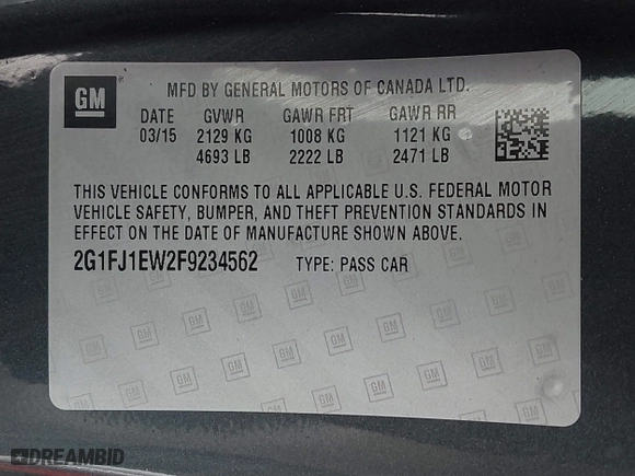 2015 Chevrolet Camaro SS with VIN 2G1FJ1EW2F9234562, listed as a IAAI auction lot 41862345 with 84,362 mi miles. Bid and sale history available at carsss.com. Image 9.