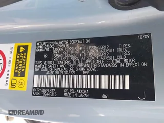 2010 Lexus RX 450h with VIN JTJBC1BA2A2013721, listed as a IAAI auction lot 42203700 with 120,801 mi miles and . Bid and sale history available at DreamBid. Image 9.