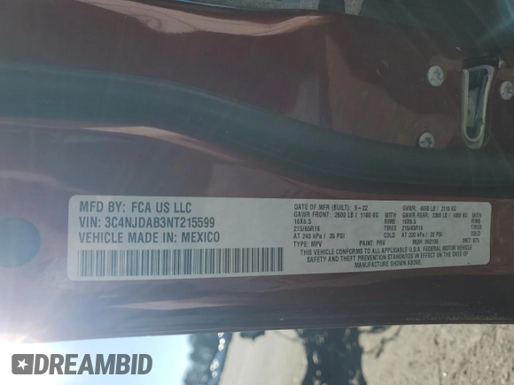 2022 Jeep Compass Sport z VIN 3C4NJDAB3NT215599, wystawiony jako Copart lot #86725414 z przebiegiem 38 298 mil mil oraz Szkoda całkowita • Salvage title. Historia ofert i sprzedaży dostępna na DreamBid. Obrazek 13.
