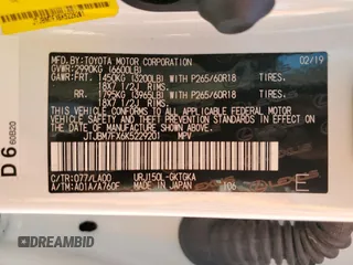 2019 Lexus GX 460 z VIN JTJBM7FX6K5229201, wystawiony jako Copart lot #53390935 z przebiegiem 36 235 mil mil oraz Nie do naprawy • Non repairable. Historia ofert i sprzedaży dostępna na DreamBid. Obrazek 16.