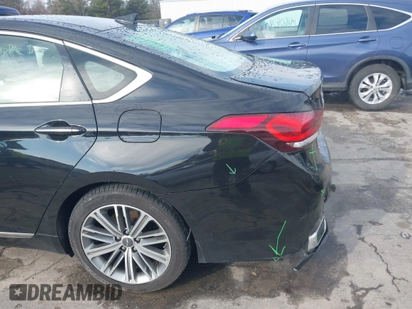 2018 Genesis G80 3.8L with VIN KMHGN4JE0JU246022, listed as a IAAI auction lot 41855219 with 106,277 mi miles. Bid and sale history available at carsss.com. Image 18.