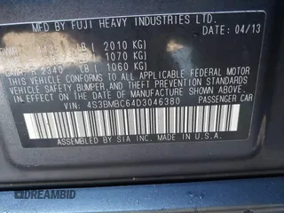 2013 Subaru Legacy Premium with VIN 4S3BMBC64D3046380, listed as a IAAI auction lot 41668947 with 152,951 mi miles and . Bid and sale history available at DreamBid. Image 9.
