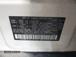 2017 Subaru Outback Premium with VIN 4S4BSACC5H3428537, listed as a IAAI auction lot 42270988 with Not provided miles and . Bid and sale history available at DreamBid. Image 9.
