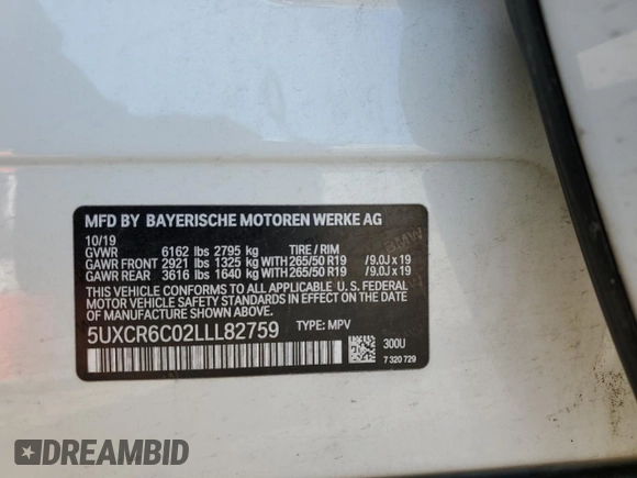 2020 BMW X5 xDrive40i с VIN 5UXCR6C02LLL82759, выставлен на аукционе Copart как лот 51474405 с пробегом 77 197 миль миль и Списание • Salvage title. История ставок и продаж доступна на DreamBid. Изображение 16.