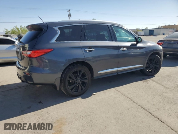 2013 Infiniti JX35 with VIN 5N1AL0MM9DC307014, listed as a Copart auction lot 55523725 with 225,160 mi miles and Salvage Title. Bid and sale history available at DreamBid. Image 3.