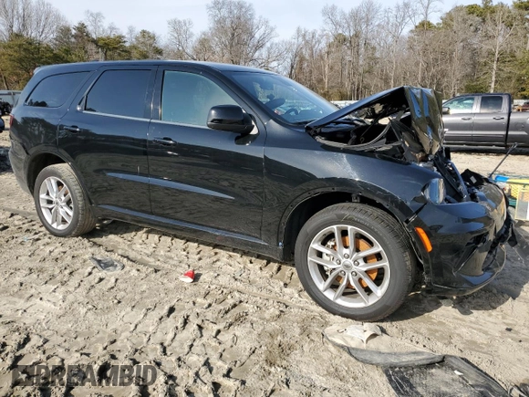 2022 Dodge Durango GT Plus with VIN 1C4RDJDG0NC219345, listed as a Copart auction lot 45709325 with 57,736 mi miles and Salvage Title. Bid and sale history available at DreamBid. Image 4.
