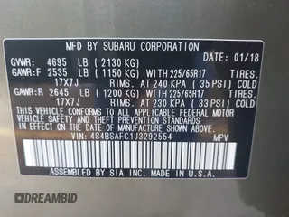 2018 Subaru Outback Premium z VIN 4S4BSAFC1J3292554, wystawiony jako IAAI lot #42414049 z przebiegiem 115 211 mil mil oraz . Historia ofert i sprzedaży dostępna na DreamBid. Obrazek 9.