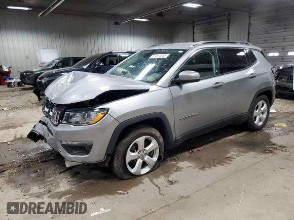 2019 Jeep Compass Latitude with VIN 3C4NJCBBXKT711715, listed as a Copart auction lot 52014415 with 57,527 mi miles and Non Repairable. Bid and sale history available at DreamBid. Image 1.