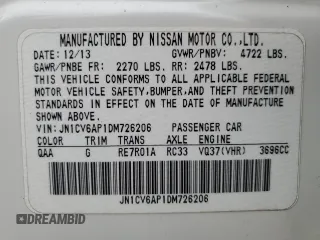 2013 Infiniti G37 Journey with VIN JN1CV6AP1DM726206, listed as a Copart auction lot 54602995 with 107,155 mi miles and Clean Title. Bid and sale history available at carsss.com. Image 12.