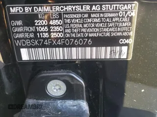 2004 Mercedes-Benz SL 55/63 AMG with VIN WDBSK74FX4F076076, listed as a Copart auction lot 77790544 with Not provided miles and Clean title. Bid and sale history available at DreamBid. Image 12.