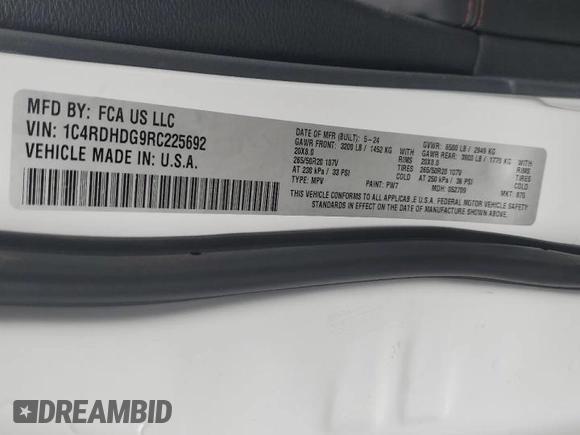 2024 Dodge Durango GT Plus with VIN 1C4RDHDG9RC225692, listed as a Copart auction lot 42327385 with 3,205 mi miles and Salvage title. Bid and sale history available at DreamBid. Image 13.