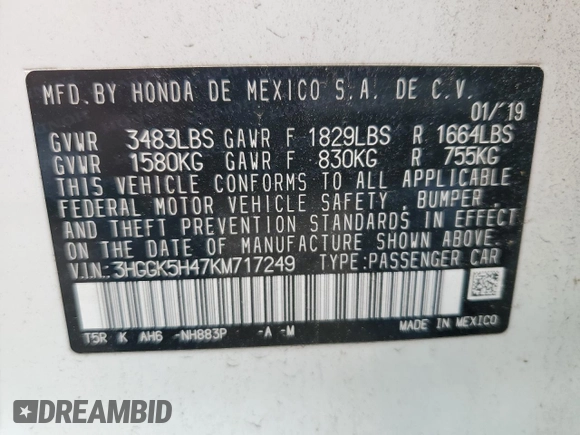 2019 Honda Fit LX with VIN 3HGGK5H47KM717249, listed as a Copart auction lot 61071025 with Not provided miles and Salvage title. Bid and sale history available at DreamBid. Image 12.