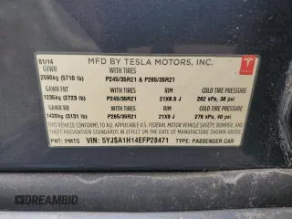 2014 Tesla Model S 60 with VIN 5YJSA1H14EFP28471, listed as a Copart auction lot 73715834 with 99,442 mi miles and Clean Title. Bid and sale history available at DreamBid. Image 12.