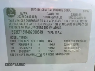 2008 Saab 9-7X 5.3i z VIN 5S3ET13M482800649, wystawiony jako Copart lot #55638675 z przebiegiem 115 787 mil mil oraz Szkoda całkowita • Salvage title. Historia ofert i sprzedaży dostępna na DreamBid. Obrazek 13.