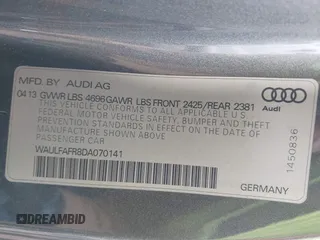 2013 Audi A5 Premium Plus z VIN WAULFAFR8DA070141, wystawiony jako IAAI lot #41729584 z przebiegiem 176 662 mil mil oraz . Historia ofert i sprzedaży dostępna na DreamBid. Obrazek 9.