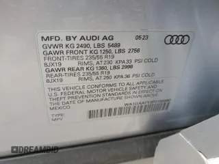2023 Audi Q5 S line Premium z VIN WA1GAAFY3P2155990, wystawiony jako Copart lot #42785974 z przebiegiem Nie podano mil oraz Szkoda całkowita • Salvage title. Historia ofert i sprzedaży dostępna na DreamBid. Obrazek 13.