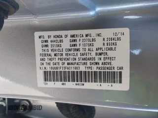 2015 Acura TLX z VIN 19UUB1F33FA011663, wystawiony jako IAAI lot #41705051 z przebiegiem 248 768 mil mil oraz . Historia ofert i sprzedaży dostępna na DreamBid. Obrazek 9.