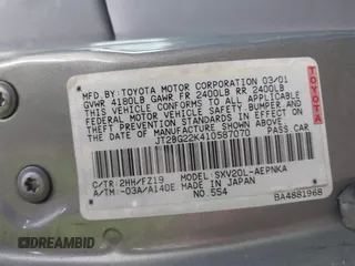 2001 Toyota Camry CE z VIN JT2BG22K410587070, wystawiony jako IAAI lot #42388043 z przebiegiem 119 183 mil mil oraz . Historia ofert i sprzedaży dostępna na DreamBid. Obrazek 9.