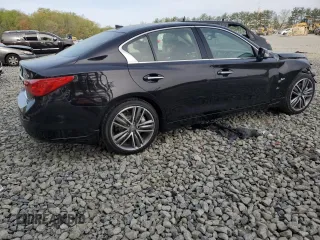 2014 Infiniti Q50 Sport with VIN JN1BV7AR9EM697624, listed as a Copart auction lot 54316585 with 92,902 mi miles and Salvage Title. Bid and sale history available at carsss.com. Image 3.