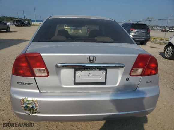 2002 Honda Civic LX with VIN 1HGES16522L056212, listed as a Copart auction lot 67927334 with 207,398 mi miles and Salvage Title. Bid and sale history available at carsss.com. Image 6.