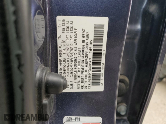 2012 Honda CR-V EX-L with VIN JHLRM4H70CC005483, listed as a Copart auction lot 51521135 with 47,212 mi miles and Salvage Title. Bid and sale history available at carsss.com. Image 13.