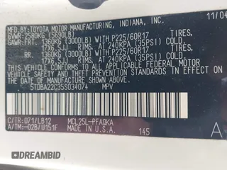 2005 Toyota Sienna XLE with VIN 5TDBA22C35S034074, listed as a IAAI auction lot 42087561 with 108,608 mi miles. Bid and sale history available at carsss.com. Image 9.