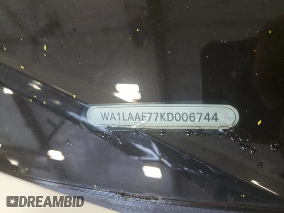 2019 Audi Q7 Premium Plus with VIN WA1LAAF77KD006744, listed as a Copart auction lot 57523385 with 118,543 mi miles and Salvage title. Bid and sale history available at DreamBid. Image 13.