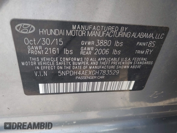 2016 Hyundai Elantra SE with VIN 5NPDH4AEXGH783529, listed as a IAAI auction lot 42461518 with 143,620 mi miles and . Bid and sale history available at DreamBid. Image 9.