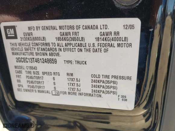 2006 Chevrolet Silverado 1500 LT1 with VIN 2GCEC13T461248659, listed as a IAAI auction lot 41700376 with 179,393 mi miles. Bid and sale history available at carsss.com. Image 9.