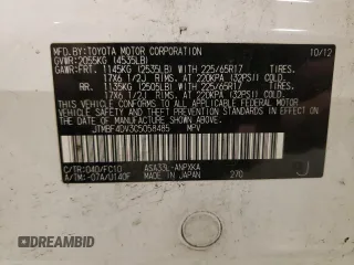 2012 Toyota RAV4 with VIN JTMBF4DV3C5058485, listed as a Copart auction lot 63336365 with 160,053 mi miles and Salvage title. Bid and sale history available at DreamBid. Image 13.