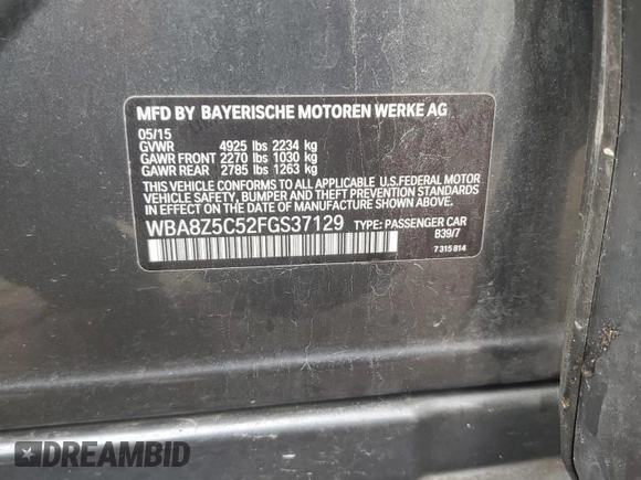 2015 BMW 3 Series 328i Gran Turismo xDrive z VIN WBA8Z5C52FGS37129, wystawiony jako Copart lot #44208185 z przebiegiem 162 906 mil mil oraz Szkoda całkowita • Salvage title. Historia ofert i sprzedaży dostępna na DreamBid. Obrazek 12.