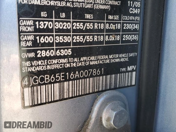 2006 Mercedes-Benz R 3.5L с VIN 4JGCB65E16A007861, выставлен на аукционе Copart как лот 74063004 с пробегом 114 440 миль миль и Чистый • Clean title. История ставок и продаж доступна на DreamBid. Изображение 13.