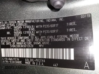 2019 Toyota Sienna LE Auto Access Seat with VIN 5TDKZ3DCXKS012628, listed as a IAAI auction lot 41666314 with 72,428 mi miles and . Bid and sale history available at DreamBid. Image 9.