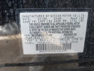 2022 Nissan Kicks S z VIN 3N1CP5BV2NL531339, wystawiony jako IAAI lot #41960255 z przebiegiem 24 931 mil mil oraz . Historia ofert i sprzedaży dostępna na DreamBid. Obrazek 9.