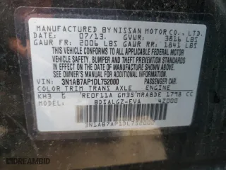 2013 Nissan Sentra SL with VIN 3N1AB7AP1DL752000, listed as a Copart auction lot 46416995 with 133,435 mi miles and Clean Title. Bid and sale history available at carsss.com. Image 12.