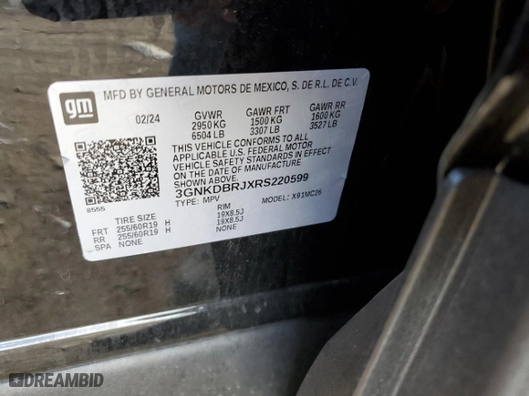 2024 Chevrolet Blazer EV eAWD LT with VIN 3GNKDBRJXRS220599, listed as a Copart auction lot 76576764 with 5,593 mi miles and Salvage Title. Bid and sale history available at carsss.com. Image 13.