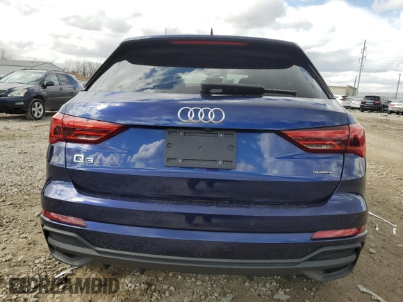 2023 Audi Q3 S line Premium Plus with VIN WA1EECF33P1037116, listed as a Copart auction lot 47653765 with 5,702 mi miles and Salvage title. Bid and sale history available at DreamBid. Image 6.