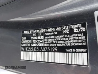 2020 Mercedes-Benz CLS with VIN W1K2J5JB5LA075199, listed as a IAAI auction lot 41243163 with 20,947 mi miles. Bid and sale history available at carsss.com. Image 9.