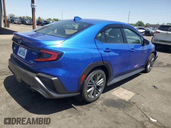 2024 Subaru WRX with VIN JF1VBAB64R9807563, listed as a Copart auction lot 57144225 with 11,692 mi miles and Salvage title. Bid and sale history available at DreamBid. Image 3.