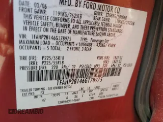 2006 Ford Five Hundred Limited with VIN 1FAHP28146G178975, listed as a Copart auction lot 77398814 with 171,591 mi miles and Salvage Title. Bid and sale history available at carsss.com. Image 12.