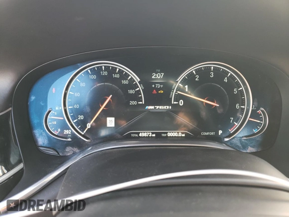2018 BMW 7 Series M760i xDrive with VIN WBA7H6C50JG614781, listed as a Copart auction lot 83689234 with 49,873 mi miles and Salvage Title. Bid and sale history available at carsss.com. Image 9.