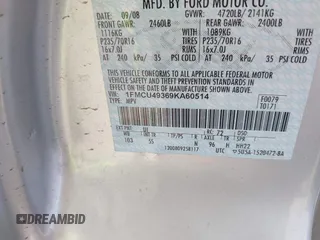 2009 Ford Escape Hybrid with VIN 1FMCU49369KA60514, listed as a IAAI auction lot 42203433 with 196,000 mi miles and . Bid and sale history available at DreamBid. Image 9.
