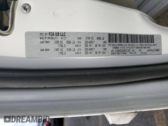 2017 Dodge Grand Caravan SXT with VIN 2C4RDGCG6HR761257, listed as a Copart auction lot 43069225 with 88,540 mi miles and Salvage Title. Bid and sale history available at DreamBid. Image 13.