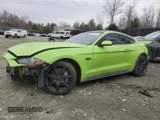 2020 Ford Mustang GT with VIN 1FA6P8CF5L5123763, listed as a Copart auction lot 43841155 with 36,858 mi miles and Salvage Title. Bid and sale history available at carsss.com. Image 1.