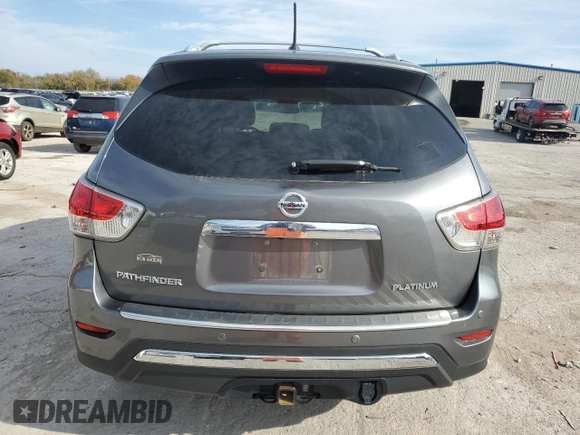 2016 Nissan Pathfinder Platinum with VIN 5N1AR2MN7GC663713, listed as a Copart auction lot 82332604 with 106,934 mi miles and Salvage Title. Bid and sale history available at carsss.com. Image 6.