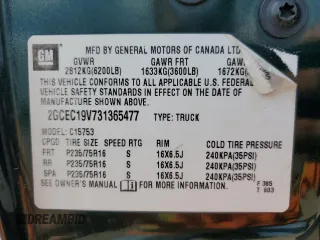 2003 Chevrolet Silverado 1500 with VIN 2GCEC19V731365477, listed as a Copart auction lot 68751384 with 173,678 mi miles and Salvage Title. Bid and sale history available at carsss.com. Image 14.