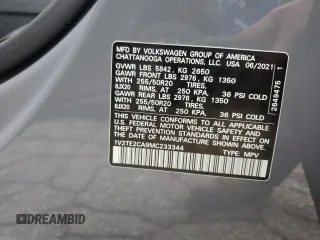 2021 Volkswagen Atlas SEL Premium with VIN 1V2TE2CA9MC233344, listed as a Copart auction lot 67755073 with 22,039 mi miles and . Bid and sale history available at DreamBid. Image 13.