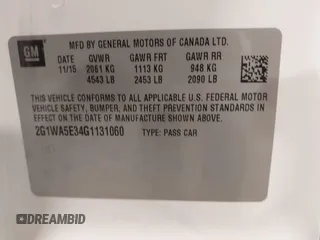 2016 Chevrolet Impala LS with VIN 2G1WA5E34G1131060, listed as a IAAI auction lot 41967164 with Not provided miles and . Bid and sale history available at DreamBid. Image 9.